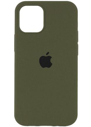 Силіконовий чохол із закритим низом apple iphone silicone case для iphone 12/12 pro зелений (армійський)