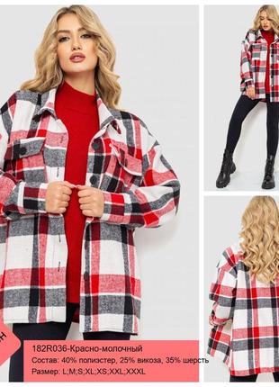 Сорочка жіноча в клітинку, колір червоно-молочний, 182r036