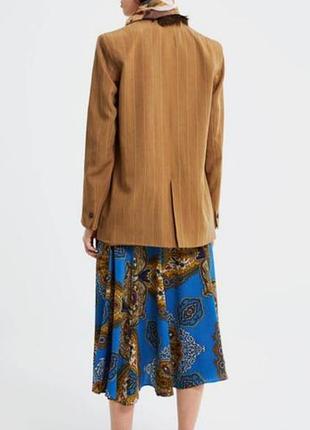 Двубортный коричневый/карамельный прямой оверсайз пиджак, жакет, блейзер в полоску zara