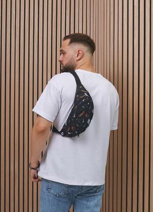 Поясная сумка бананка nike black white orange5 фото