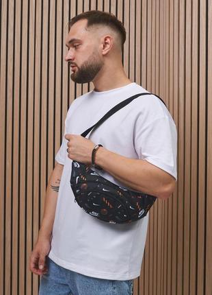 Поясная сумка бананка nike black white orange3 фото
