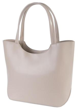 Большая женская сумка беж тауп вместительная сумка на плечо сумка с плечевым ремнем шоппер из экокожи а4