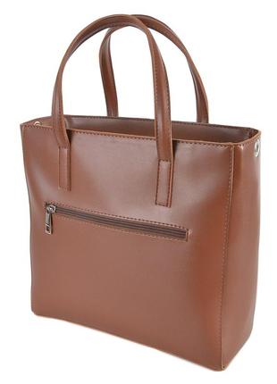 Классическая вместителная женская сумка каркасная большая качественная в стиле "tote bag"  рыжая2 фото
