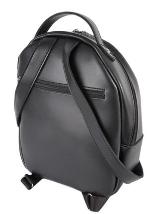 Модний місткий молодіжний рюкзак жіночий чорний стьобаний із якісного штучного шкірозамінника2 фото
