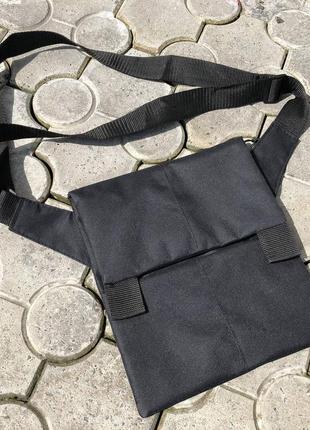 Сумка месенджер чоловіча, сумка з кобурою через плече, сумка тканинна, чорна5 фото