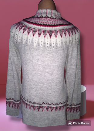 Женский свитер джемпер теплый светло-серый меланж этно орнамент идеальное состояние2 фото
