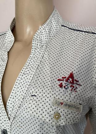 Шикарная качественная фирменная рубашка от бренда caastra в принт - якоря/м5 фото