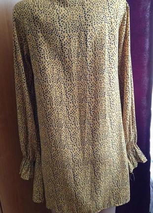 Анималистичное короткое платье рубашка длинный рукав с рюшами р 422 фото
