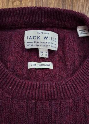 Теплый свитер jack wills вишевого цвета, шерсть, размер m-l.1 фото