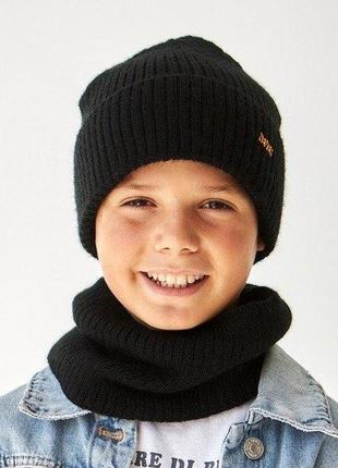 3298 зимовий теплий комплект для хлопчика шапка та снуд тм vertex розмір 50-563 фото