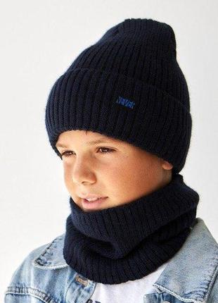 3298 зимовий теплий комплект для хлопчика шапка та снуд тм vertex розмір 50-562 фото