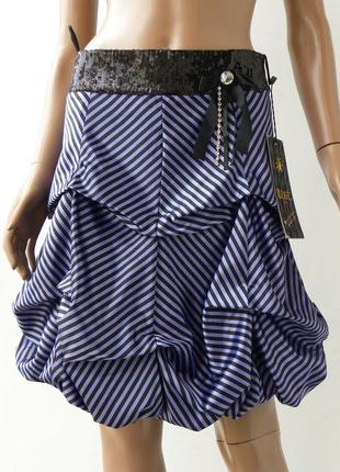 Нарядная юбка с в фиолетово-черную полоску 42-46 размер (36-40 евроразмер).