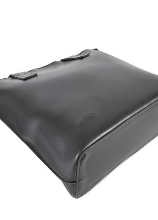 Классическая большая деловая женская сумка качественная вместительная помещает а4 черная матовая3 фото