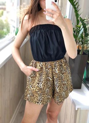 Ромпер бандо в леопардовый принт комбинезон шортами