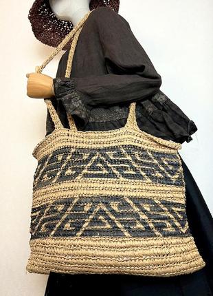 Соломенная сумка,торба,шоппер,авоская, летняя, пляжная,етно бохо стиль