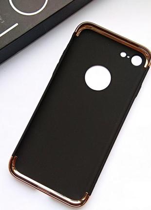 Чохол для iphone 7/8 пластикова накладка чорний із золотистим2 фото