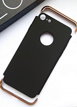 Чохол для iphone 7/8 пластикова накладка чорний із золотистим3 фото