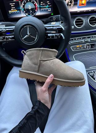 Женские угги ugg classic ultra mini beige ультра мини бежевого цвета