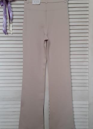 Стильні штани айворі на фігурі висока посадка з розрізами знизу stradivarius4 фото