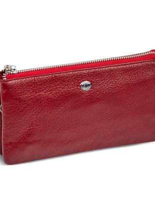 Бордовый женский кошелек-клатч из натуральной кожи на молнии st leather st0081 фото