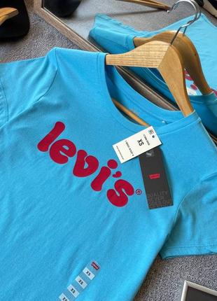 Женская голубая новая футболка майка levi’s оригинал размер xs-s2 фото