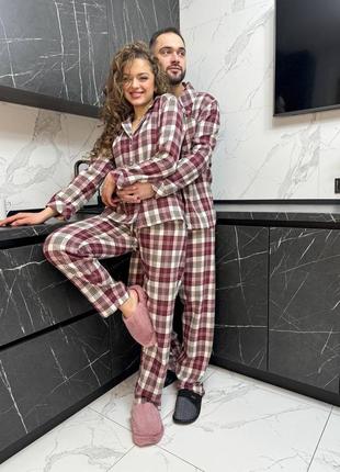 Парные пижамы, турецкая фланель премиум, самовывиз/накладной