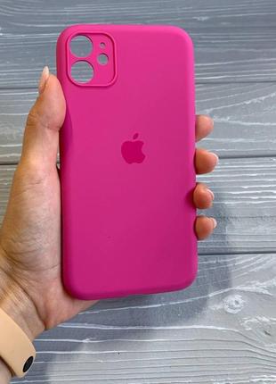 Чохол silicone case для iphone 11 із захистом камери всередині мікрофібра rose red