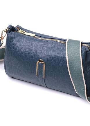 Женская практичная сумка через плече из натуральной кожи vintage 22287 синяя