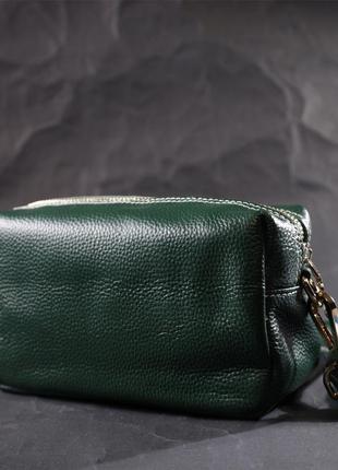 Универсальная сумка для женщин с двумя ремнями из натуральной кожи vintage 22277 зеленый6 фото