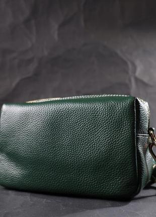 Универсальная сумка для женщин с двумя ремнями из натуральной кожи vintage 22277 зеленый7 фото