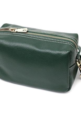 Универсальная сумка для женщин с двумя ремнями из натуральной кожи vintage 22277 зеленый2 фото