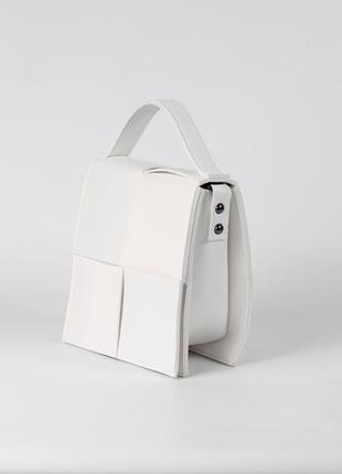 Женская сумка белая сумка плетеная сумка квадратная сумка через плечо белый клатч2 фото