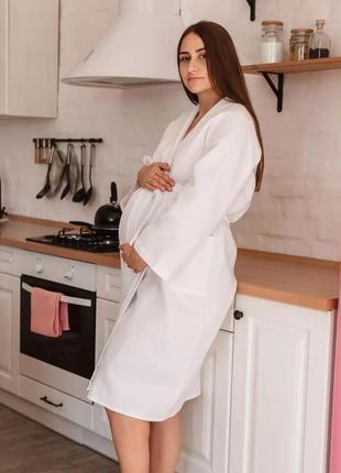 Вафельный халат luxyart кимоно размер (46-48) м 100% хлопок белый (ls-0392)4 фото
