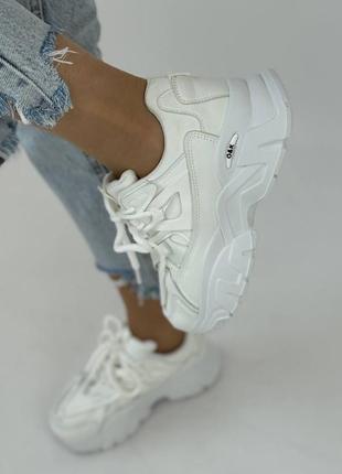 Стильные кроссовки массивные кожаные в белом цвете 😍8 фото