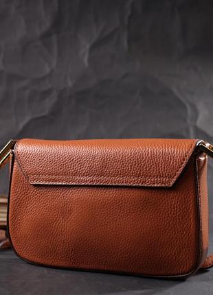 Модна сумка з жорстким каркасом із натуральної шкіри vintage 22390 коричнева9 фото