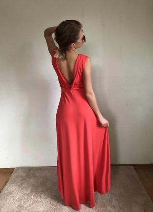 Платье коралловое разная длина длинное со шлейфом сарафан сукня коралова червона1 фото