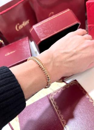 Браслет женский серебро 925 золотистый брендовый в стиле cartier люкс