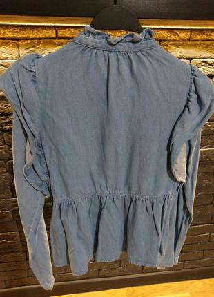 Женская джинсовая рубашка zara с волонами2 фото