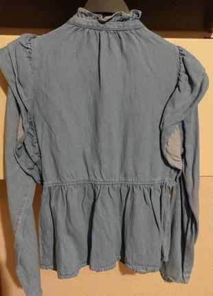 Женская джинсовая рубашка zara с волонами5 фото