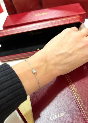 Браслет женский серебро 925 камушек на цепочке брендовый в стиле cartier люкс