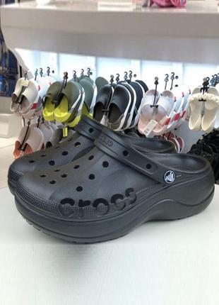 Крокс платформа бая клог чорні crocs baya platform clog black