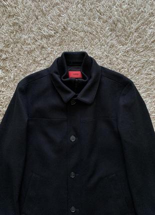 Чорна шерстяна демісезонна куртка парка шуба плащ пальто hugo boss barelto оригінал2 фото