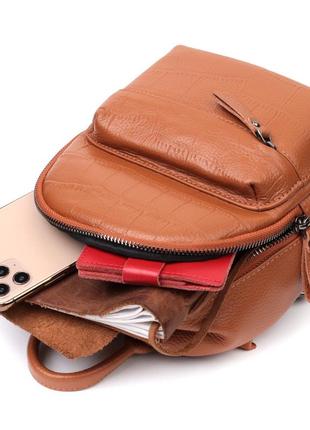 Невеликий стильний рюкзак із натуральної шкіри vintage 22433 коричневий5 фото