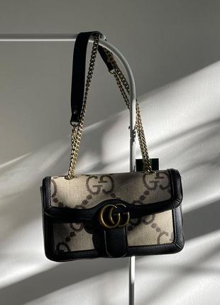 Стильная качественная бежевая женская сумка gucci фирменная женская сумка брендированная сумка с цепочкой9 фото