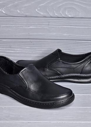 Кожаные харьковские прошитые черные мужские туфли без шнурка 39-47рр!!!2 фото