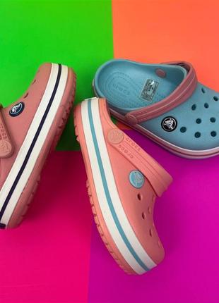 Детские кроксы сабо crocs crocband kids crocband kids melon/ice blue2 фото