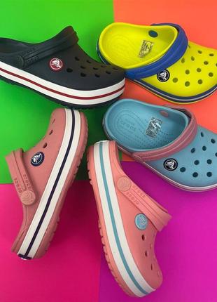 Детские кроксы сабо crocs crocband kids crocband kids melon/ice blue3 фото