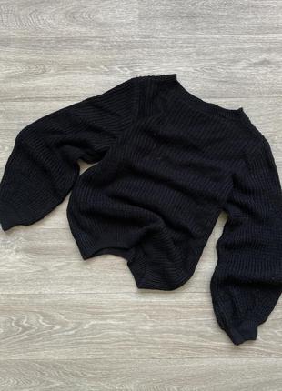 Стильный свитер черного цвета вязаный 36/s6 фото