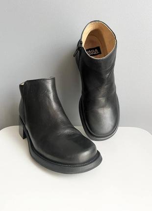Ботинки сапоги ботильоны кожаные натуральные круглый носок на молнии vagabond