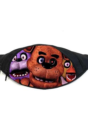 Поясная сумка бананка фнаф аниматроники (gb-fnaf 5 ночей с фредди 05) gear bag черная